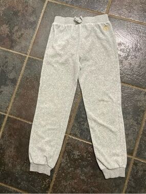 Juicy Couture Girls' Gray Velour Jogger Sweatpants with Gold Crown Detail Size 7